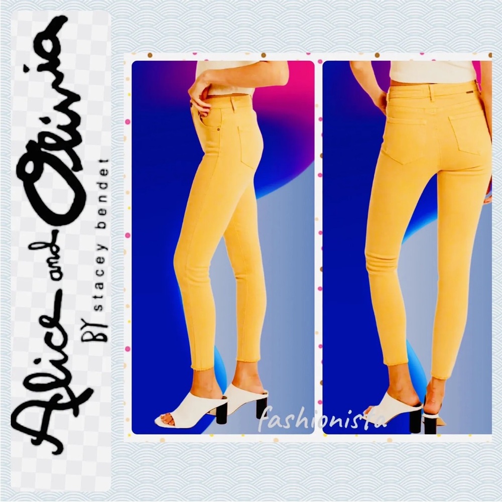 Alice + Olivia skinny cropped yellow jeans Sz.2 or XS